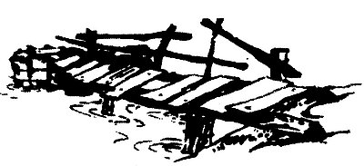 Logo der Initiative "Brückenbauer": ein Holzsteg, der verbindet, obwohl einige Bretter fehlen. 