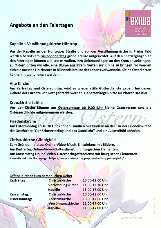 Angebote an den Feiertagen